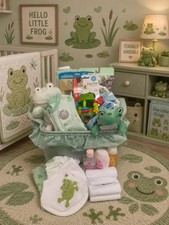 Hop Into Happiness Baby Gift Basket   Froggy-Themed New Arrival  Baby Shower Se