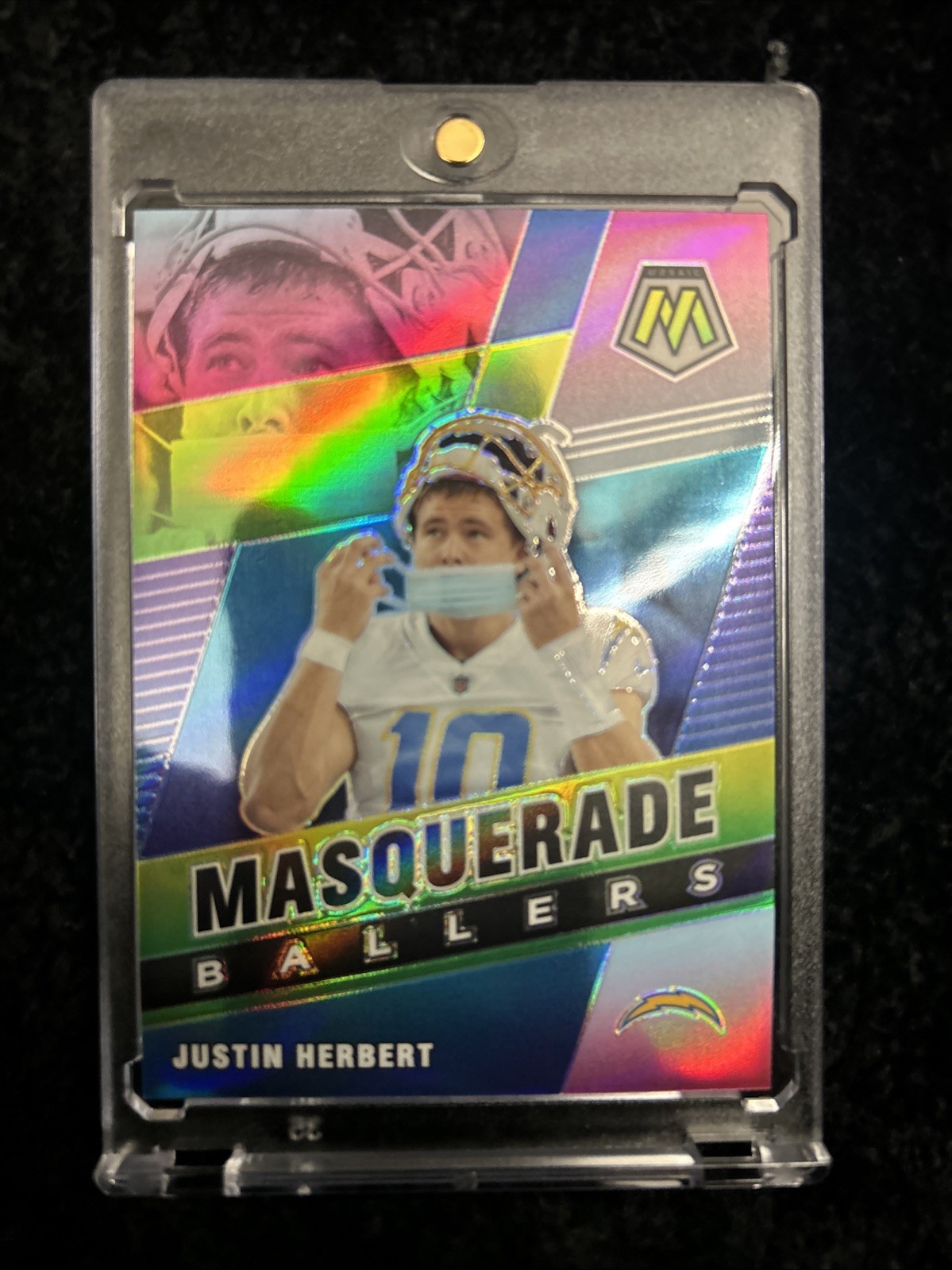 Justin Herbert 2021 Mosaic Masquerade Ballers Case Hit SP Prizm