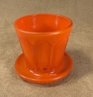 Vintage Anchor Hocking Orange Glass Flower Pot with Attached Saucer
