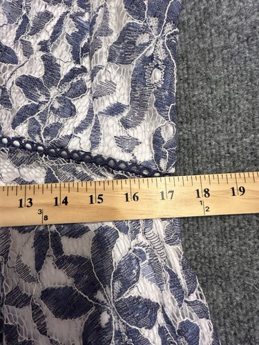 Just Taylor Dress 12 Floral Blue Lace Overlay White Lined Zip Boho Cottagecore - Picture 8 of 13