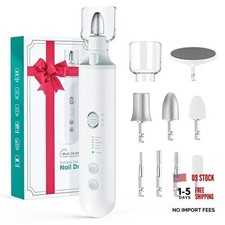 Professional Manicure Pedicure Kit, Electric Nail File Set,5 Speeds Pearl White