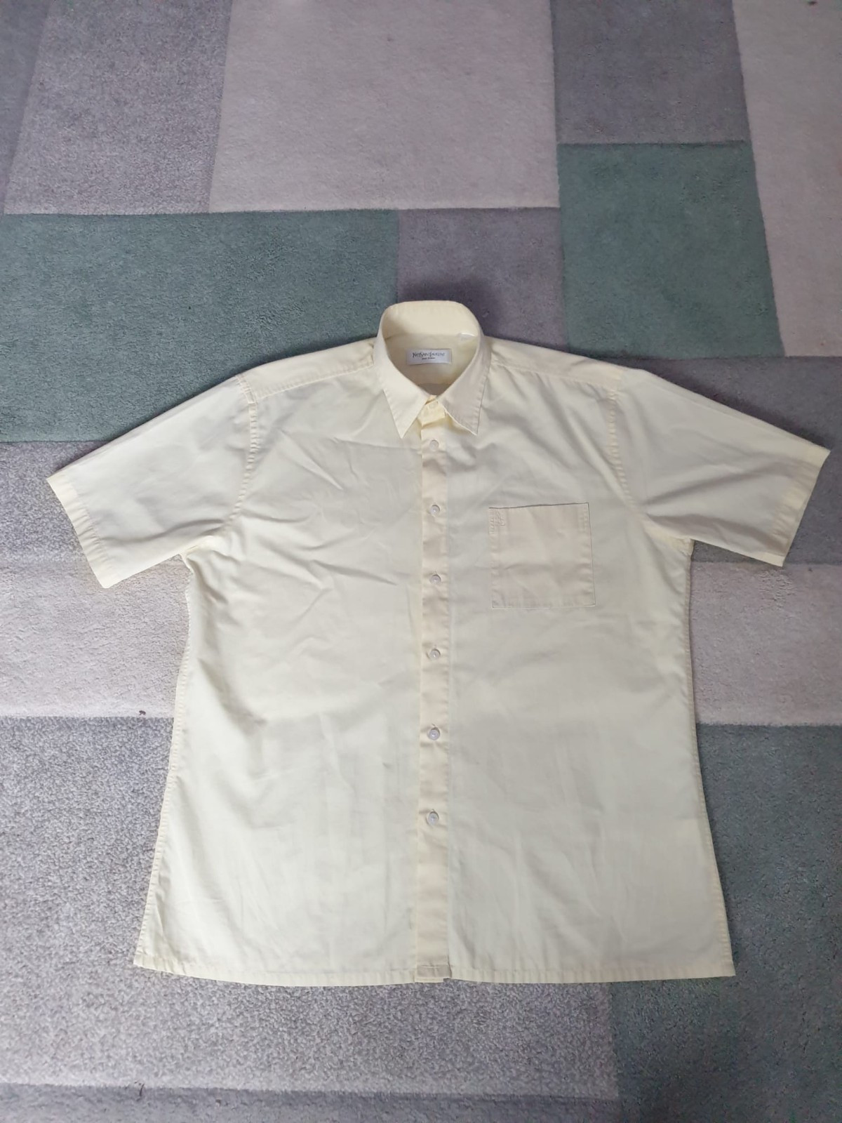 Camicia vintage Yves Saint Laurent YSL manica corta gialla uomo cotone taglia L