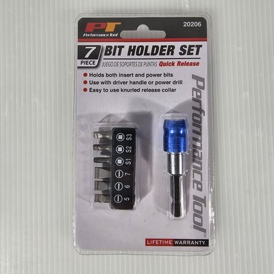New Performance Tool New 7 Piece Quick Release Bit Holder Set