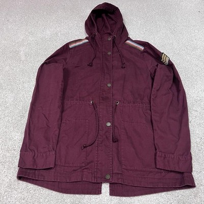 Roxy Jacket Women s Red Long Sleeve Snap Button Full Zip Hooded Size Large