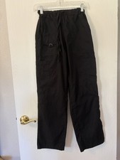 MG Medgear Women  s Size XS Black Scrub Pants with Drawstring Pockets