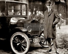 Henry Ford Standing Next To His Ford Model T 1921 8x10 Sepia Photo