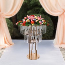 Gold Crystal Flower Stand Round Pedestal Stand Wedding Decor Crystal Plant Stand