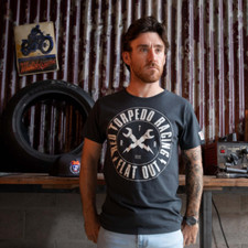 Red Torpedo "RT Racing" t-shirt/tee spanners/motorcycle/black