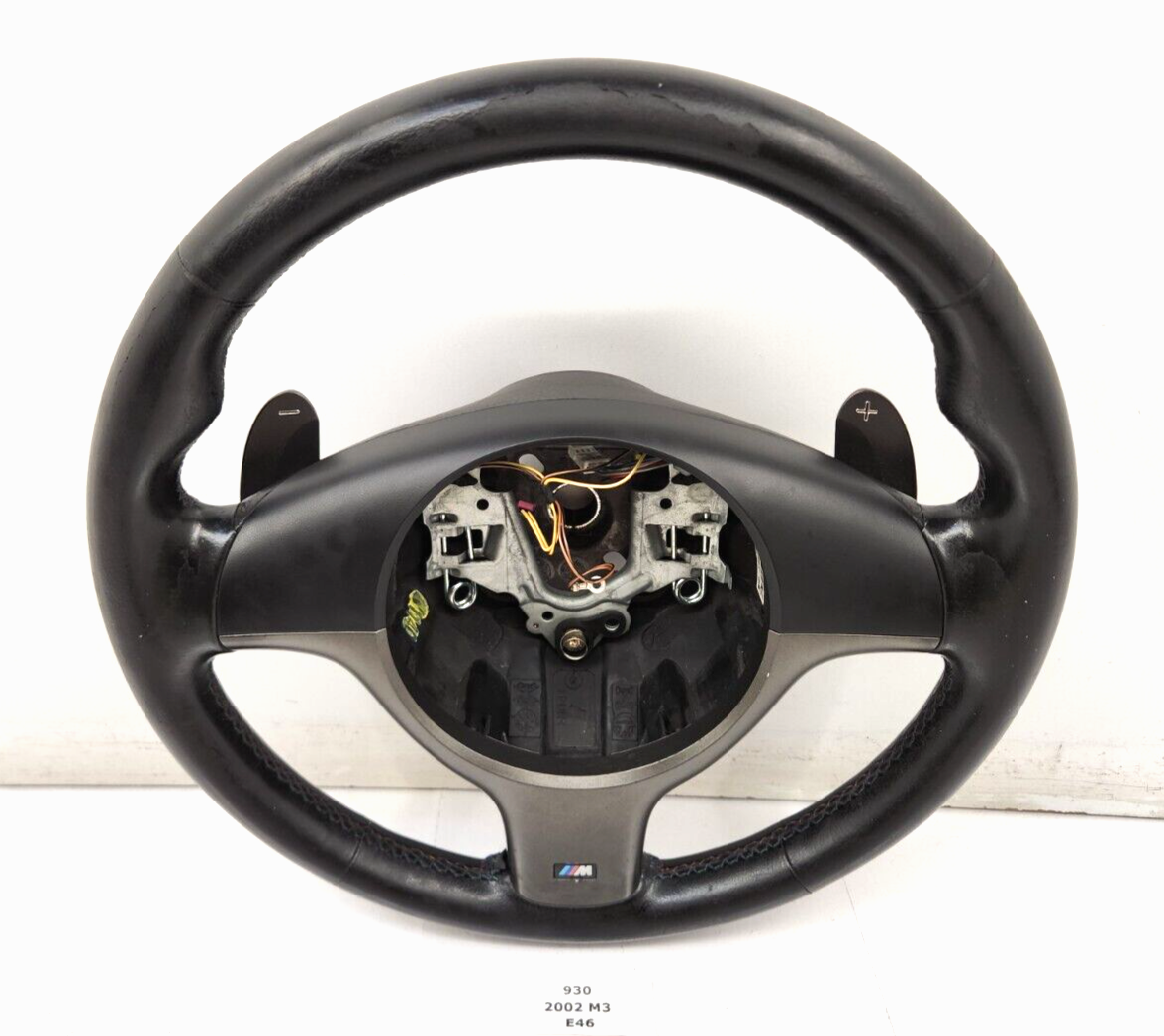 0106 OEM BMW E46 M3 Steering Wheel M SPORT Black Leather w/ Paddle