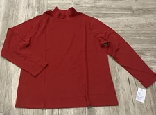 Croft & Barrow The Classic Mock Neck Long Sleeve T-Shirt Top Plus Size Apple Red