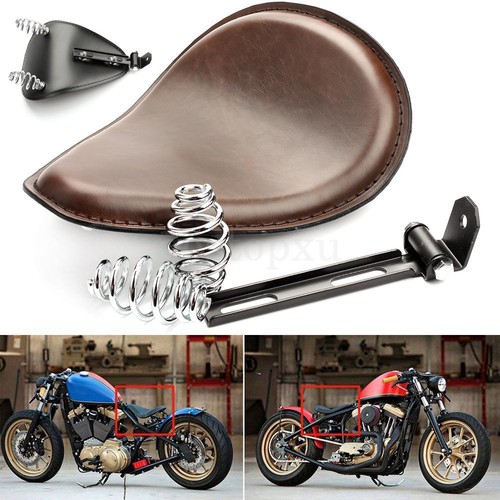 Asiento de motocicleta marrón + soporte resortes de 3" para Harley Chopper Bobber personalizado 732140108109 | eBay
