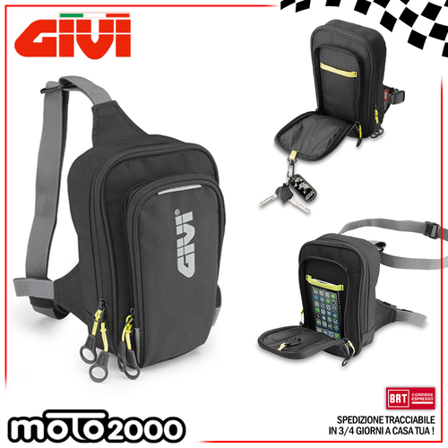 Borsello Marsupio da Gamba GIVI EA139 Nero con Cinghia Regolabile Vita e  Coscia 17x7,5x11cm per Moto Scooter - Free on time : Free on time
