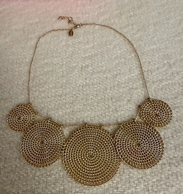Express Gold Tone Spiral Disks Necklace 