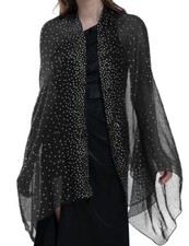 Starry Night Shawls and Wraps for Evening Dresses/Weddings Black/Silver Stars