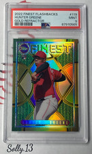 💎 PSA MINT 9 pop 4! HUNTER GREENE RC /50 2022 FINEST FLASHBACKS GOLD REFRACTOR