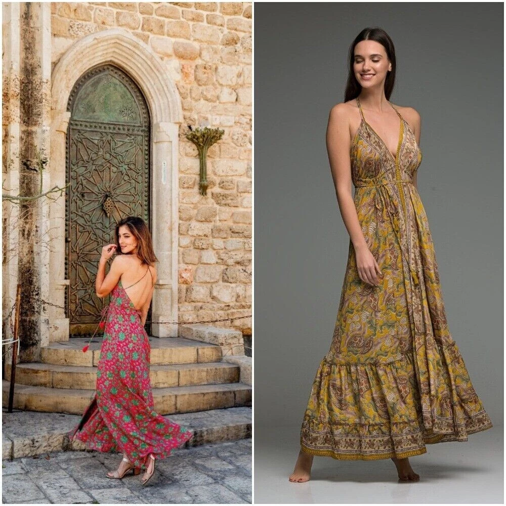 Indian Silk Maxi Long Hippie Dress Festival Clothing Summer Dress