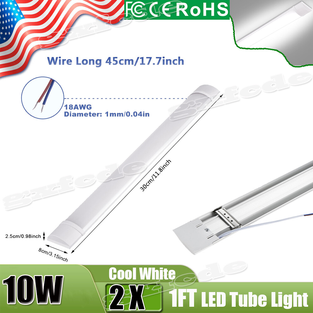 2 Pack 1ft LED Shop Light 6500K Daylight Garage Ceiling Fixture