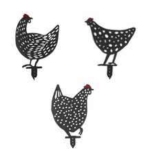 Metal Coated Chicken Stake Outdoor Gaden Lawn Plaque Decor Ornament