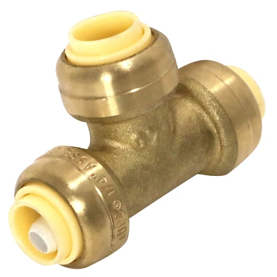 1 Pack XFITTING 1/4" Push Fit Tee, 1/4" Push to Connect Tee, Lead Free Brass