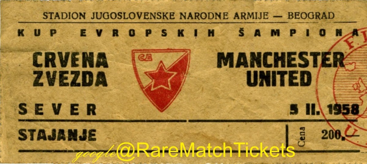 1958 Vintage Sports Ticket Stubs Reproduction Manchester United