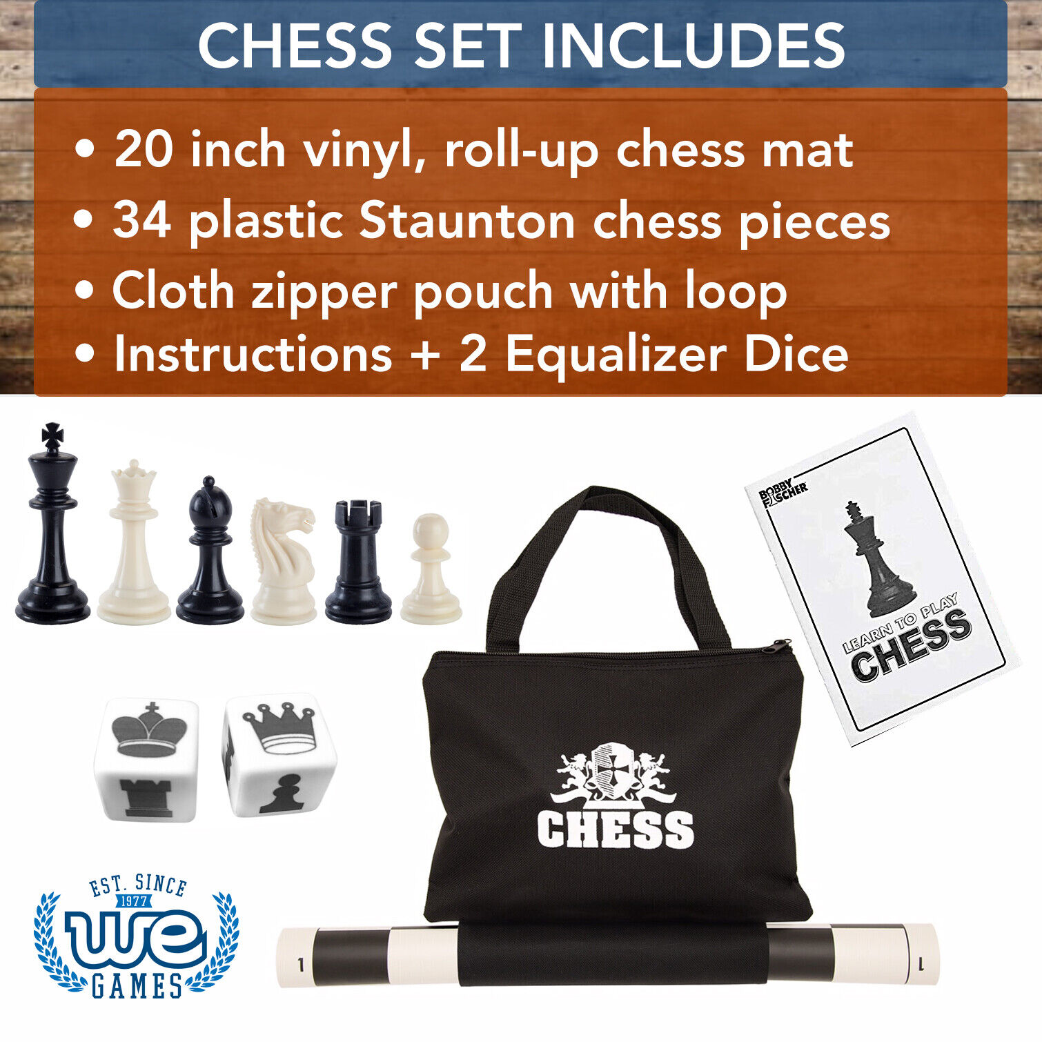  WE Games Best Value Tournament Chess Set w/ a Green