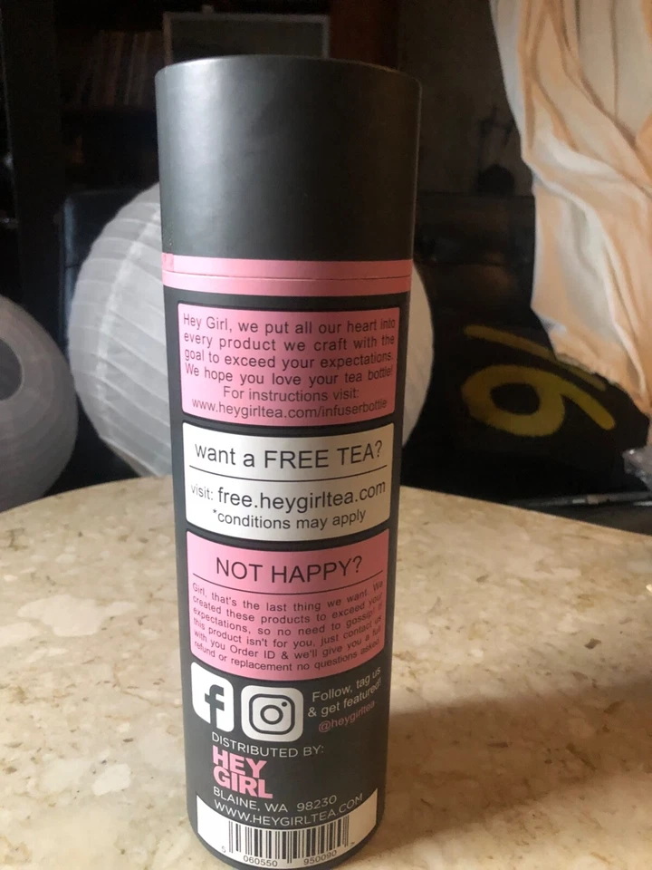 Botella infusora de té de vidrio Hey Girl 14 oz doble pared aislada acero inoxidable nueva en caja Foto 4 de 4