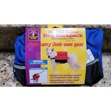 Quick-Release Dog Safety Backpack Saddlebags Hiking BLUE Medium 18-50lbs