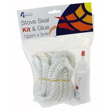 Oven Stove Door Rope Seal Wood Burner Fire Glass Glue Adhesive 12MM X 3M 100ml