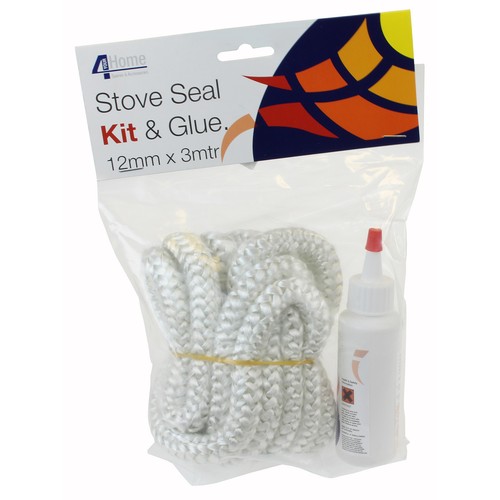 Oven Stove Door Rope Seal Wood Burner Fire Glass Glue Adhesive 12MM X