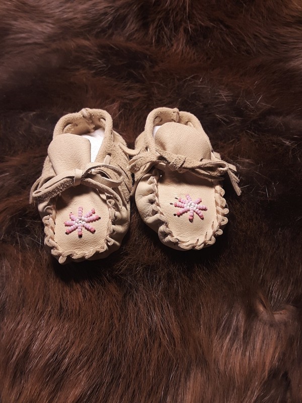 SMALL Beaded Buckskin Baby moccasins