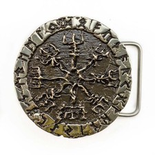 German silver belt buckle Vegvisir, Viking compass buckle, Scandinavian buckle