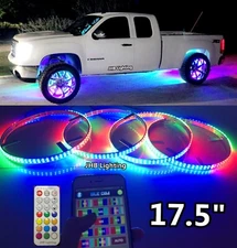 JHB 4x 17.5"Multicolor DOUBLE ROW CHASING Flow LED Trucks Wheel Rings Rim Lights