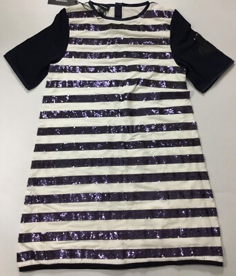 Diesel Girls Dessa Abito Short Sleeve Sequin Dress $75 Blue White Size 16Y  | eBay