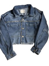 Zara Cropped Distressed Denim Jacket Size 11/12 Kids Soft Stretchy Youth