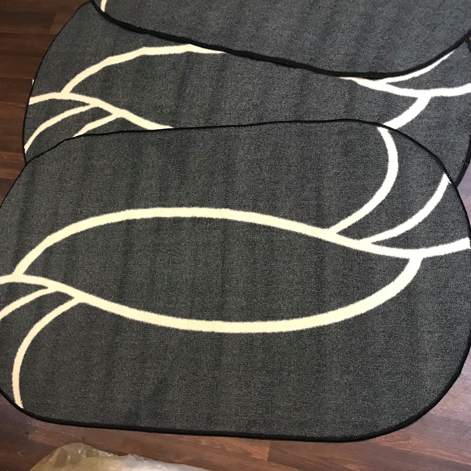 ROMANY WASHABLE GYPSY MATS 4PC SET NON SLIP EYE DESIGN QUALITY CHARCOAL