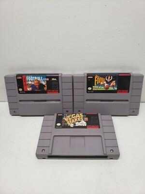LOT of 3x SNES Games - Super Play Action Football John Madden Vegas Stakes 