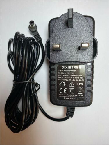 12V AC-DC Switching Adapter Charger for Pyramat Cobra 2.1 Sound Rocker - Afbeelding 1 van 8