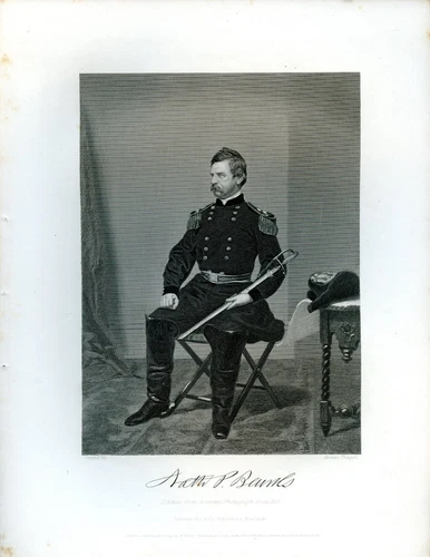 FINE 1863 Engraving of Union General NATHANIEL P. BANKS (1816-1894) MA Governor