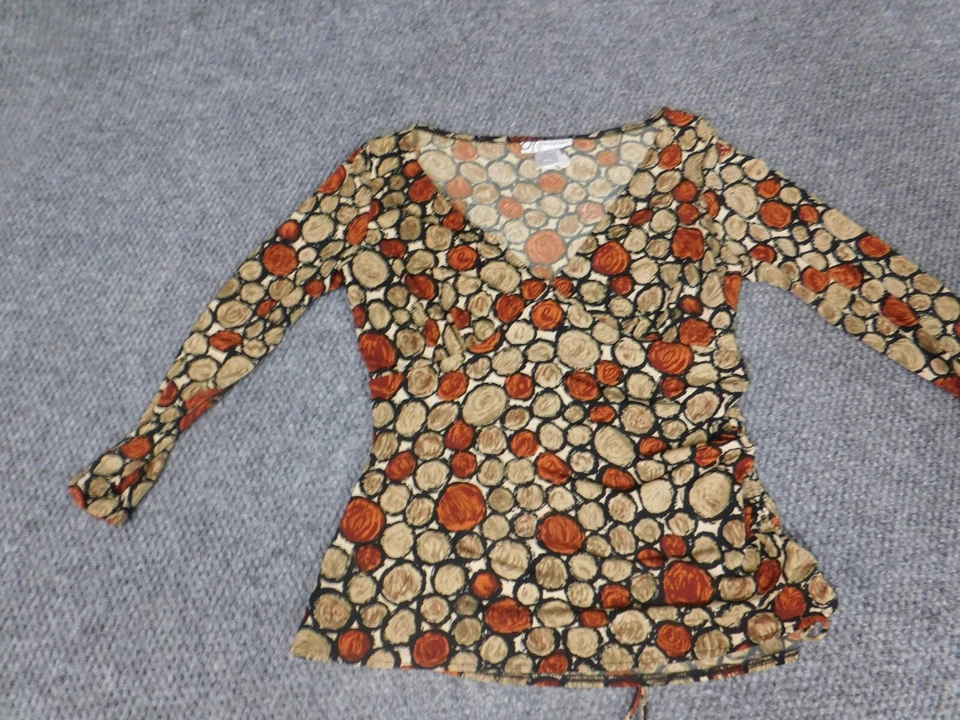 Blusa Dressbarn Mujer 8 Marrón Jersey Círculos Elástico Foto 2 de 4