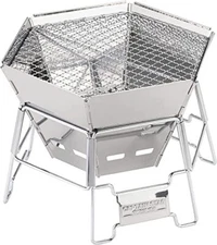 Captain Stag UY-7020 Bonfire Stand  Barbecue Stove  Grill  2-in-1  Hexa