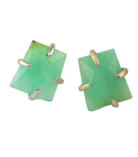 Beautiful Natural Jade Claw design Pair of Stud Earrings 925 Silver
