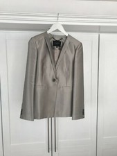 Lk Bennett Black Ribbon Maine Silver Metallic Jacket Size 12