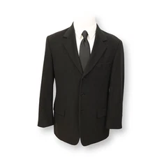 PERRY ELLIS PORTFOLIO mens solid black two button fleece  coat jacket 42 R