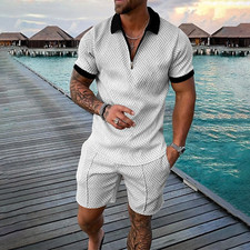 Black Polo T Shirts for Men Men'S Shirt and Shorts Set Summer Outfits Casual