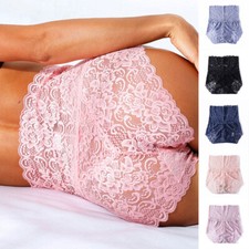 Womens See Through Lace Panties Briefs Lingerie High Waist Underpants Underwear+
