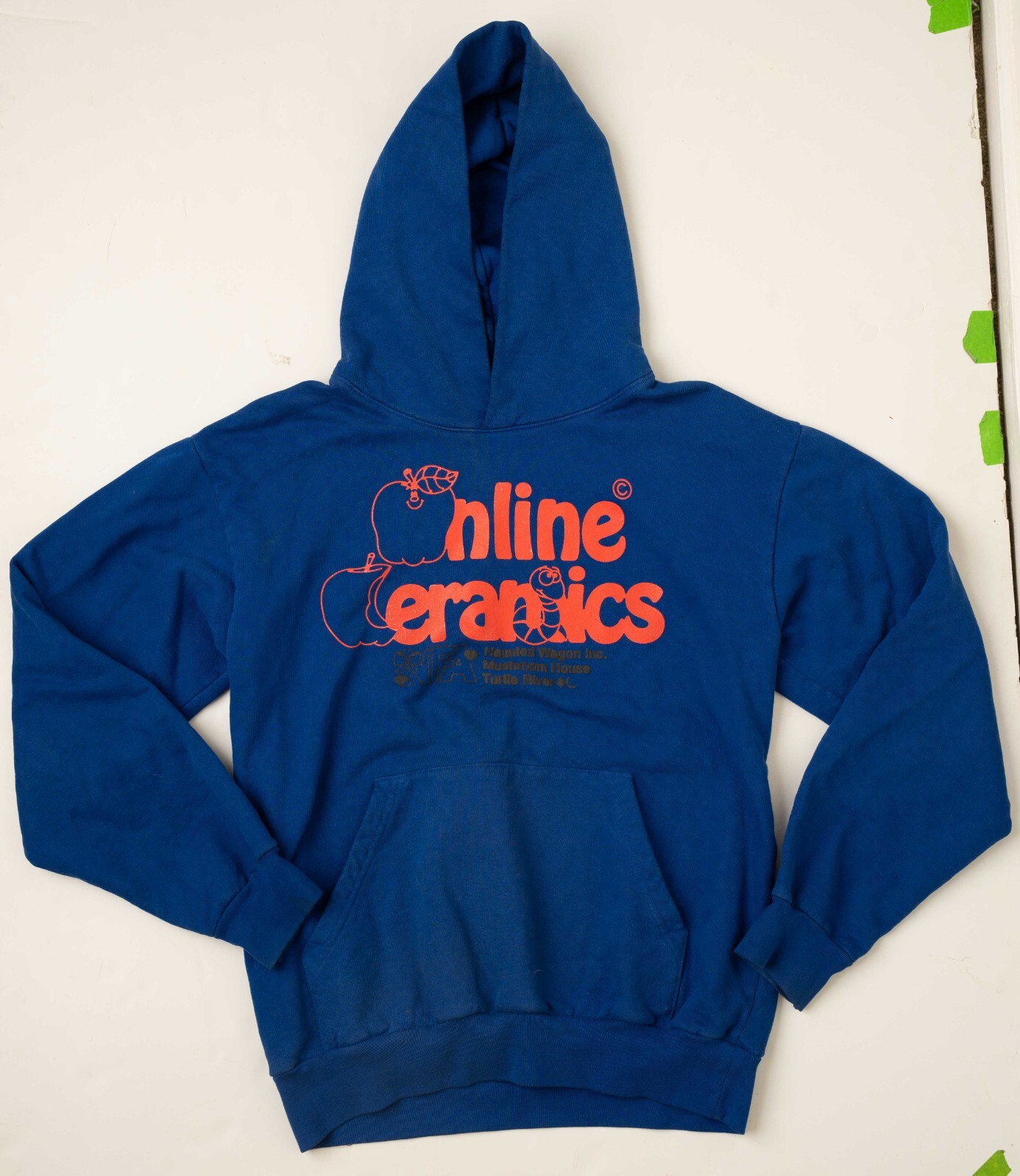 Online Ceramics Blue Hoodie Medium Used with Apple Graphic-image