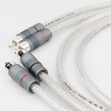 Pair 99.998 Pure Silver RCA HiFi Audio Cable Solid PSS Wire Interconnect Line