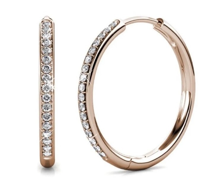 Cate and Chloe Bianca 18k Rose Gold Hoop Earrings with Swarovski Crystals