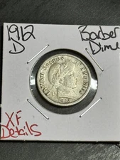 1912 D Barber Silver Dime Nice XF Extra Fine Details Better Date Coin (Raw14146)