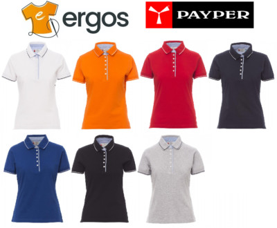 Payper LEEDS 6 Button Short Sleeve Flank Polo Shirt Womens 100% Cotton Jersey
